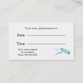 Dentists Appointment Reminders Card