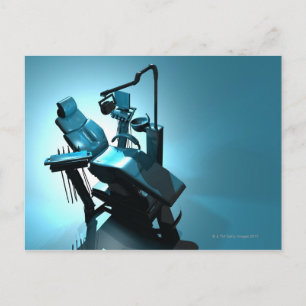 Dentist's chair, computer artwork. postcard