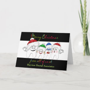 DENTIST'S CHRISTMAS CARD - TOOTH STAFF / SANTA HAT