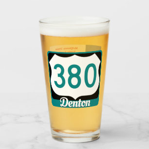 Denton, Texas, & US 380, Pint Glass