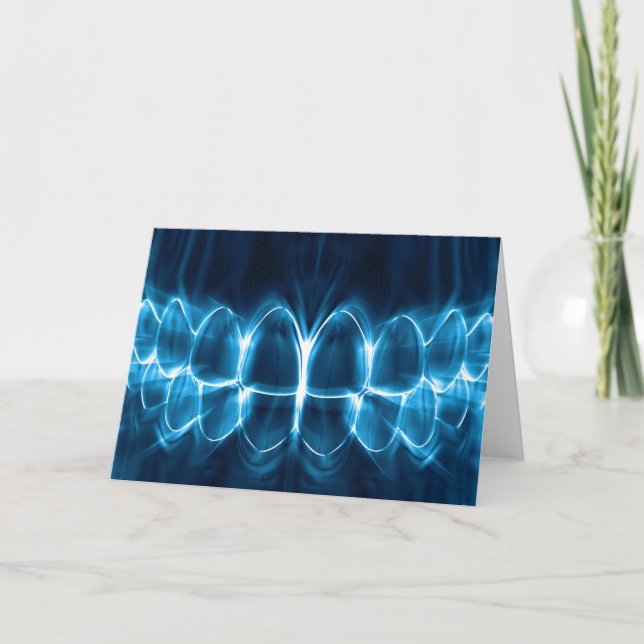 Dents bleus brillants sourire Carte orthodontiste  (Devant)