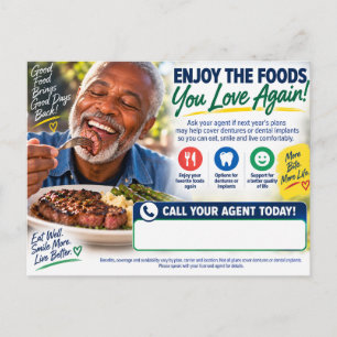 Dentures & Dental Implants “Enjoy Food Again”  Postcard