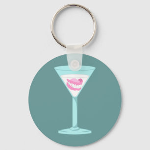 Dentures False Teeth Martini Keychain