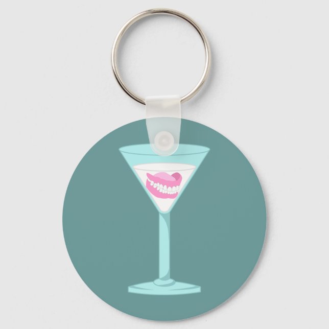 Dentures False Teeth Martini Keychain (Front)