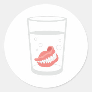 Dentures Glass Classic Round Sticker
