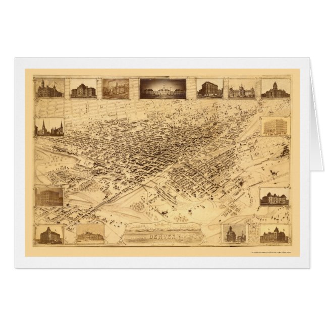 Denver, carte panoramique de Co - 1881 (Devant horizontal)