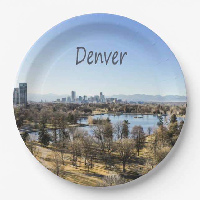 Denver City and Mountains Colorado Paper Plate (Front)