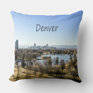 Denver City and Mountains Colorado Throw Pillow