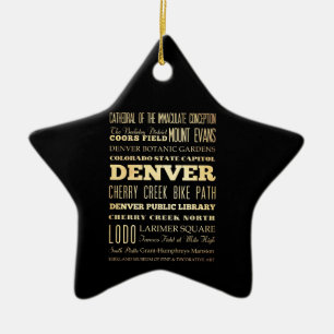 Denver City of Colorado State Typography Art Ceramic Ornament