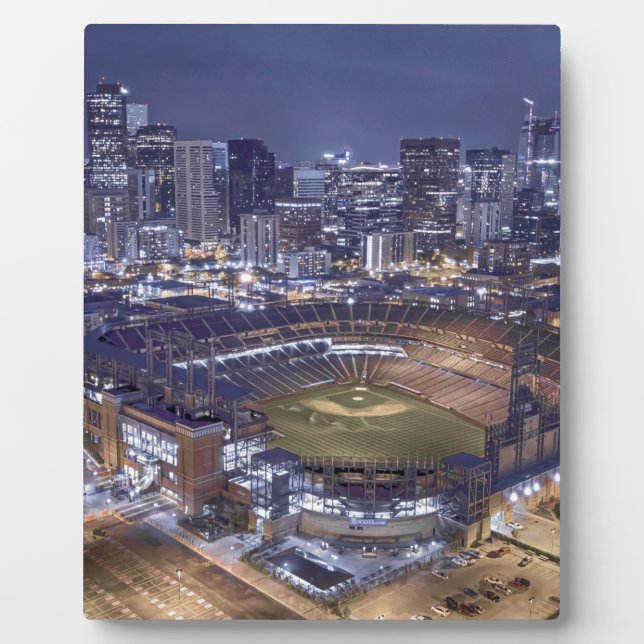 Denver City Skyline and Coors Field at Night Plaque (Front)