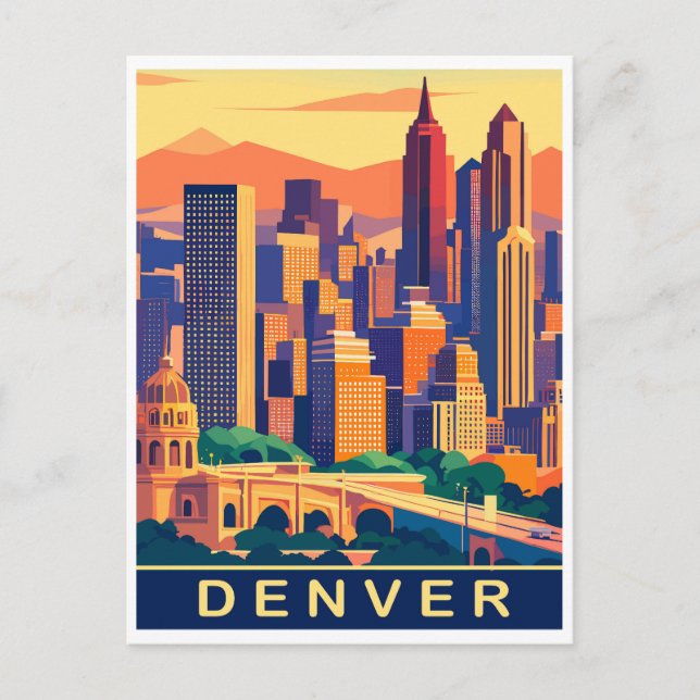 Denver, City Skyline, Travel Postcard (Front)