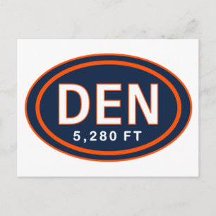 Denver CO 5,280 FT Blue & Orange Football Postcard