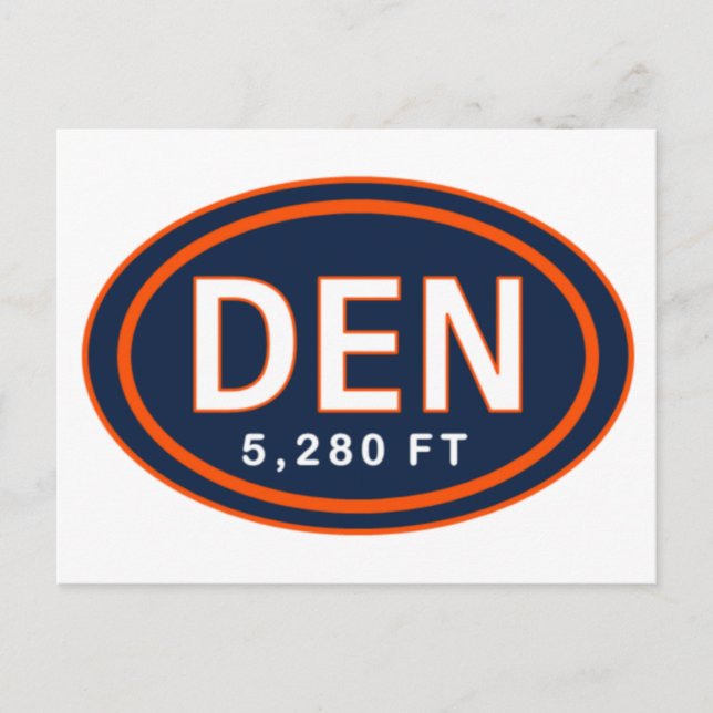 Denver CO 5,280 FT Blue & Orange Football Postcard (Front)