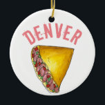 Denver CO Colorado Breakfast Egg Omelette Ceramic Ornament<br><div class="desc">Show pride in your home city or state! Ornament features an original marker illustration of a delicious Denver-style egg omelette. This hometown foodie design is also available on other products. Other states and cities are also available. Don't see what you're looking for? Need help with customization? Contact Rebecca to have...</div>