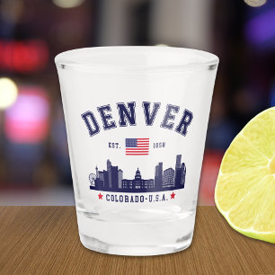 Denver CO Skyline Souvenir Design Shot Glass