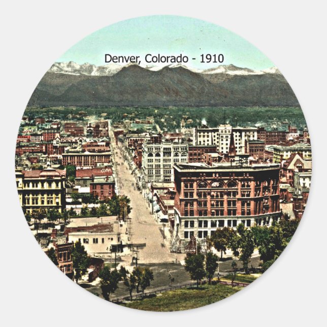 Denver, Colorado - 1910, scenic photograph Classic Round Sticker (Front)