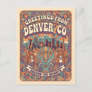 Denver Colorado Ascend the Heights Hippie Style Postcard