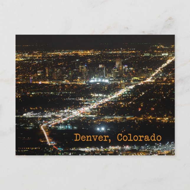 Denver Colorado at Night Postcard (Front)