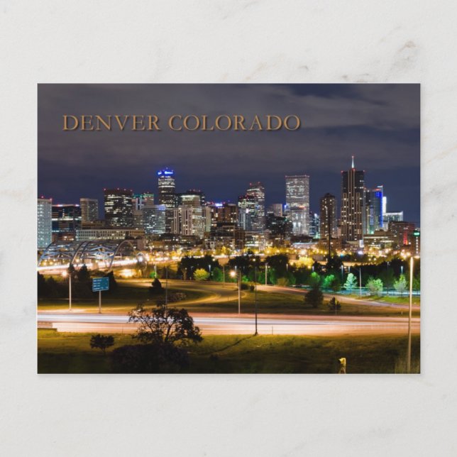 Denver, Colorado at night Postcard (Front)