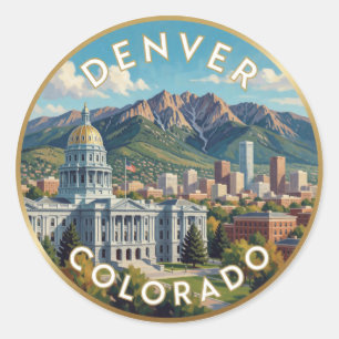 Denver Colorado Capitol Mountain 🏔 Classic Round Sticker