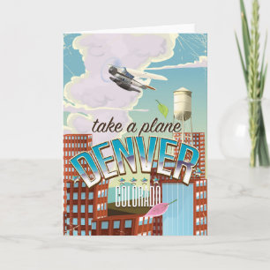 Denver Colorado Cartoon travel poster Holiday Card