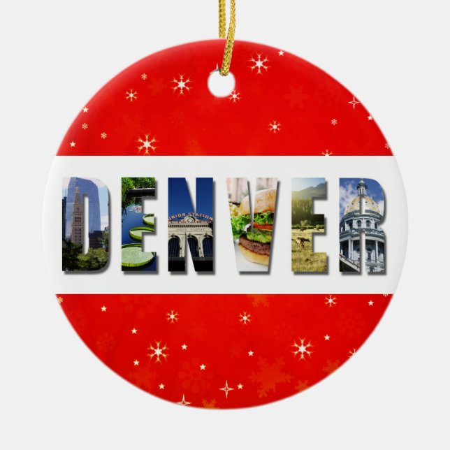 Denver Colorado Christmas Travel Photo Ceramic Ornament (Front)