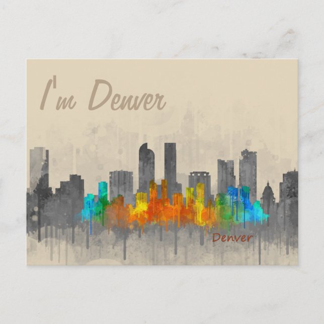 Denver Colorado City Skyline Hq v3. i'm denver Postcard (Front)