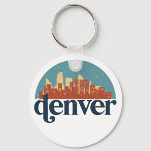 Denver Colorado City Skyline Vintage Cityscape Keychain