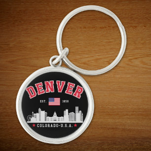 Denver Colorado Cityscape Design Keychain