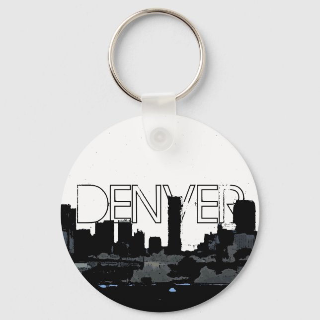 Denver Colorado dark skyline keychain (Front)