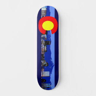 Denver Colorado Flag mountain and city Skateboard