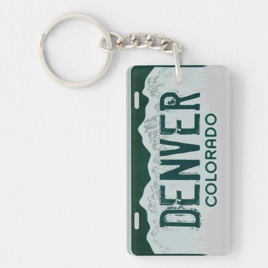 Denver Colorado green license plate keychain