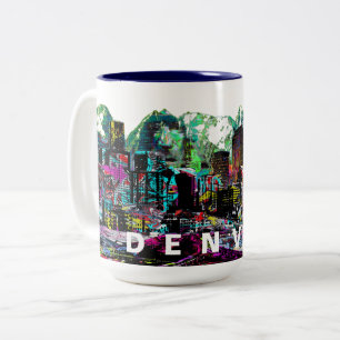 Denver, Colorado in graffiti Two-Tone Coffee Mug
