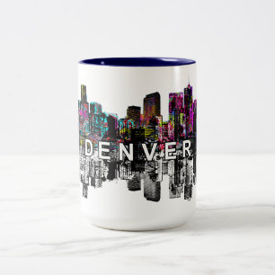 Denver, Colorado in graffiti Two-Tone Coffee Mug