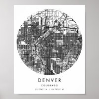 Denver Colorado Minimal Modern Circle Street Map