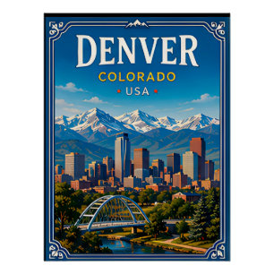 🏔️ Denver Colorado Mountain Vacation Memory Poster