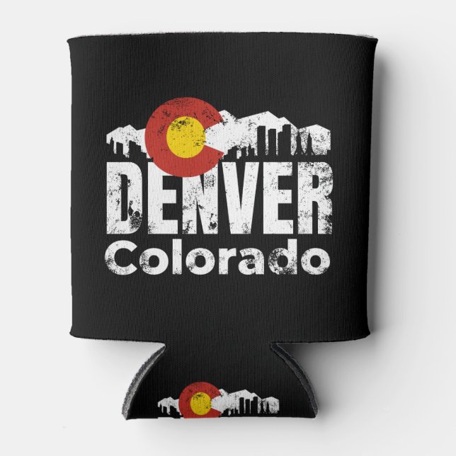 Denver Colorado Mountains Can Cooler (Front)