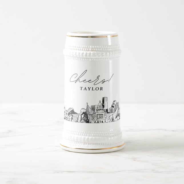 Denver Colorado Personalized Skyline Beer Stein (Center)