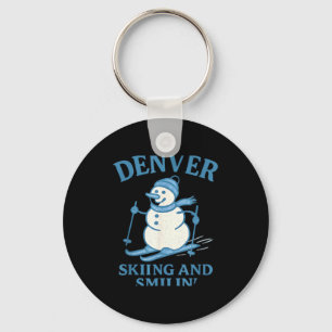 Denver colorado skiing and smilin snowman keychain
