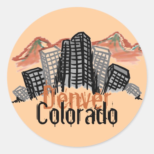 Denver Colorado skyline artistic sticker (Front)