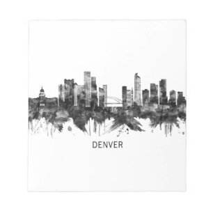 Denver Colorado Skyline BW Notepad