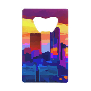Denver Colorado Skyline by Jon Baran Credit Card Bottle Opener