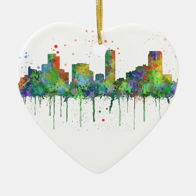DENVER, COLORADO SKYLINE CERAMIC ORNAMENT (Front)