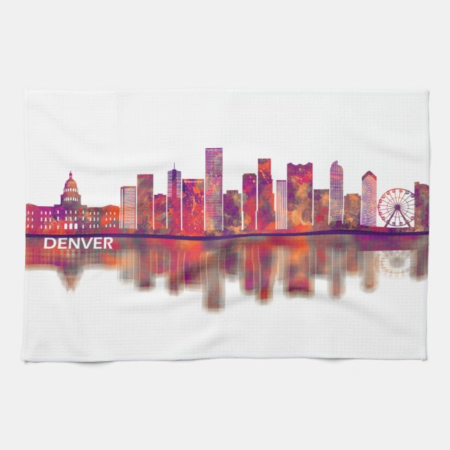 Denver Colorado Skyline Kitchen Towel (Horizontal)