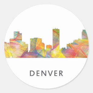 DENVER, COLORADO SKYLINE WB1 - CLASSIC ROUND STICKER