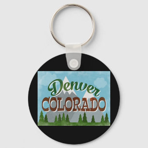 Denver Colorado Snowy Mountains Keychain