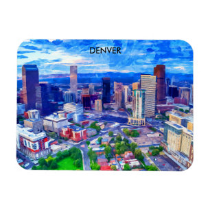 Denver Colorado Vintage Retro Travel Watercolor Magnet