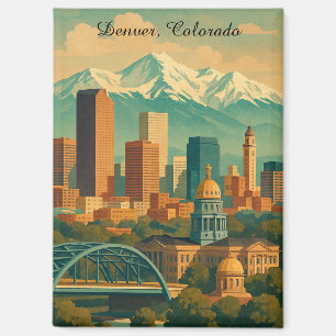 Denver Colorado Vintage Travel Art Print Magnet