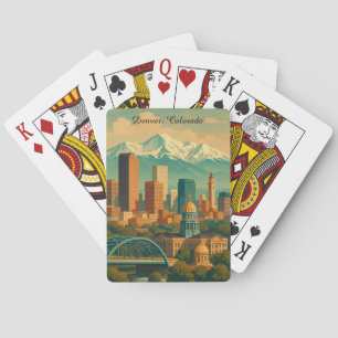 Denver Colorado Vintage Travel Art Print Playing Cards