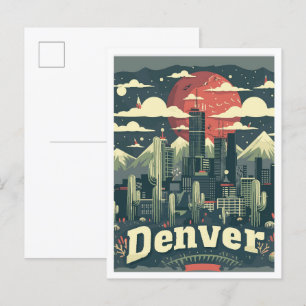 Denver Colorado Vintage Travel Illustration Postcard